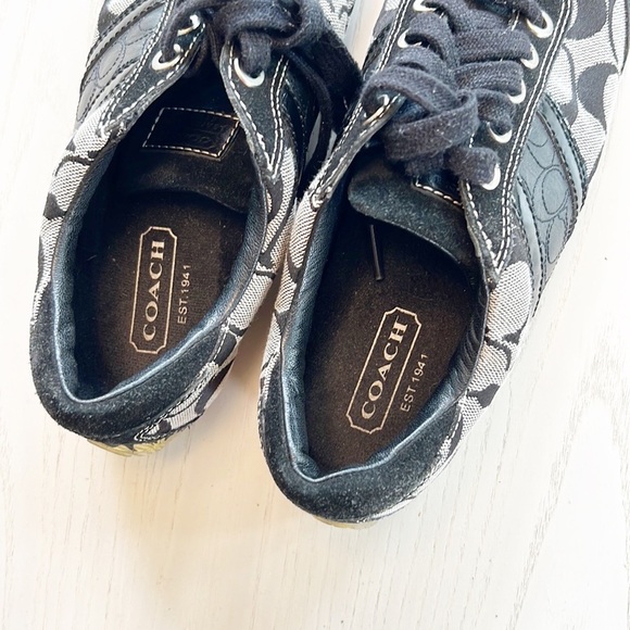 Coach Meaghan Signature Logo Sneakers Black Size 6.5 - Picture 3 of 12
